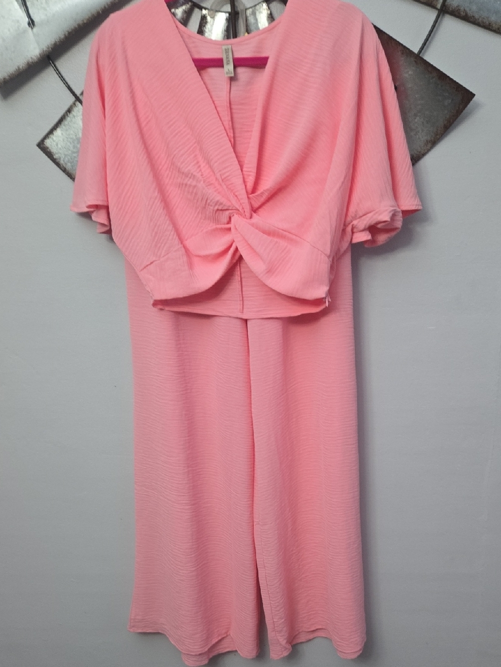 Women's Pink Twist-Front 2 peace Set